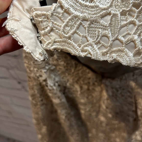 Aidan Mattox | Sleeveless Lace Jacquard Champagne Mini Cocktail Dress | Size 8 - Picture 7 of 8